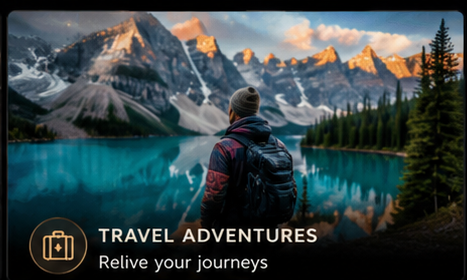 Traveller with backpack facing a mountain lake and snowy peaks.